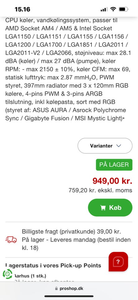 Vandkøling til CPU med RGB/Farver,