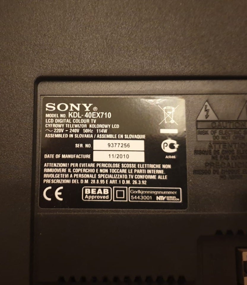 LCD, Sony, KDL-40EX710