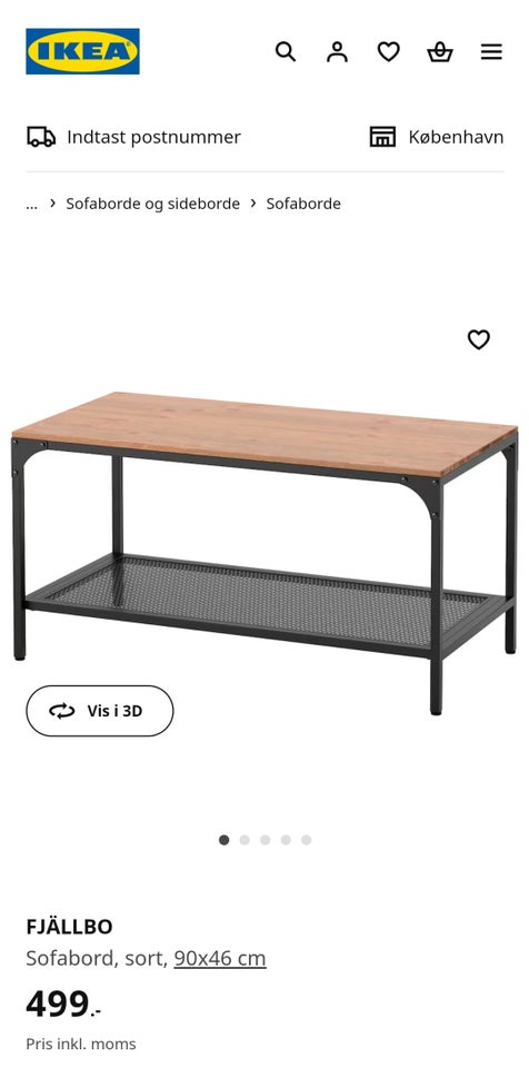 Sofabord, Ikea, b: 46 l: 90 h: 46