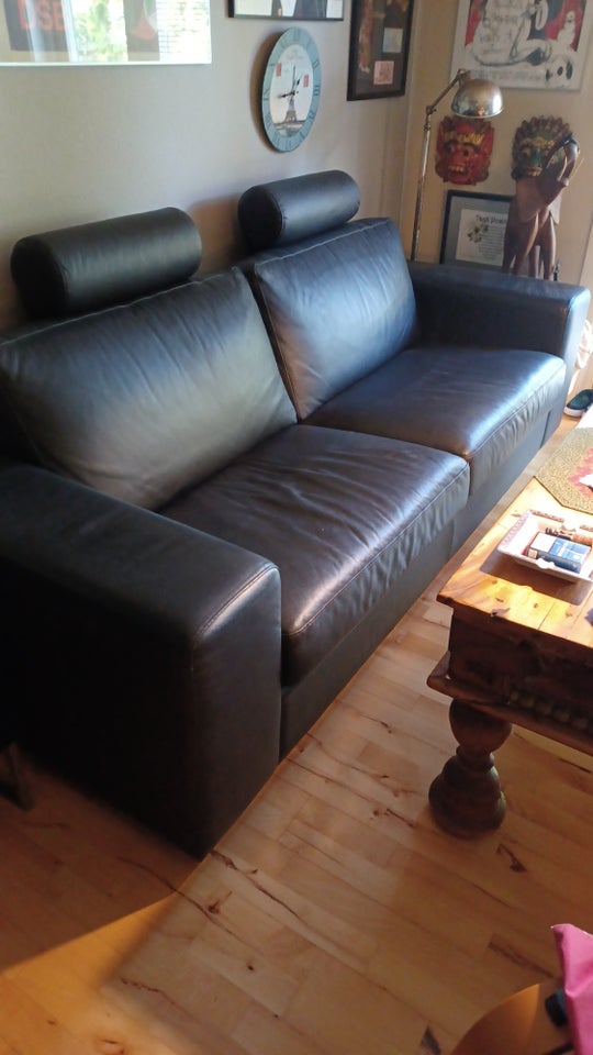 Sofa, læder, 4 pers.