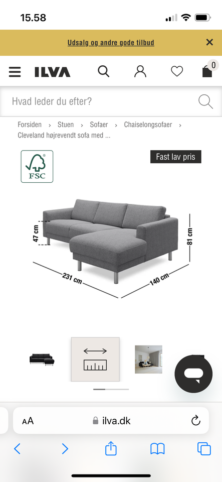 Sofa andet materiale 3 pers