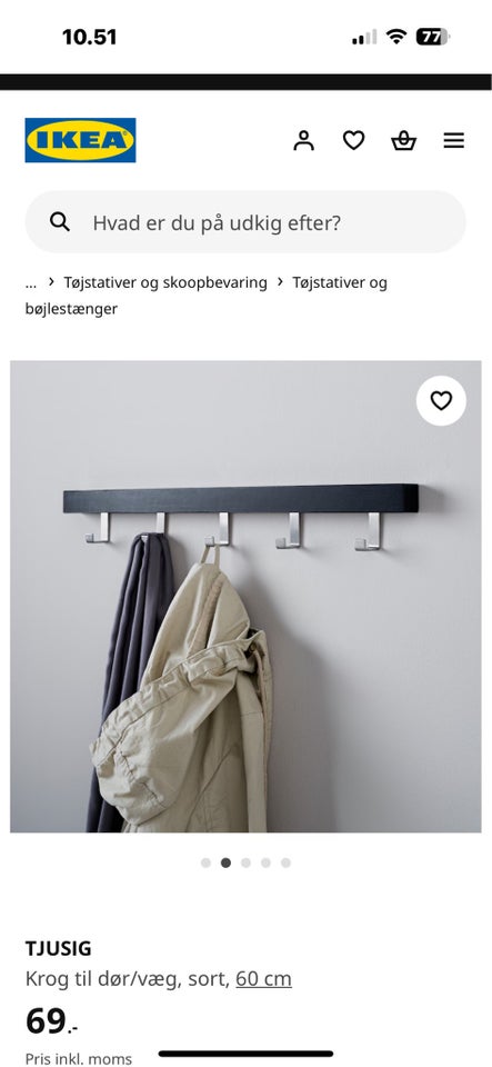 Knagerække, Ikea Tjusig