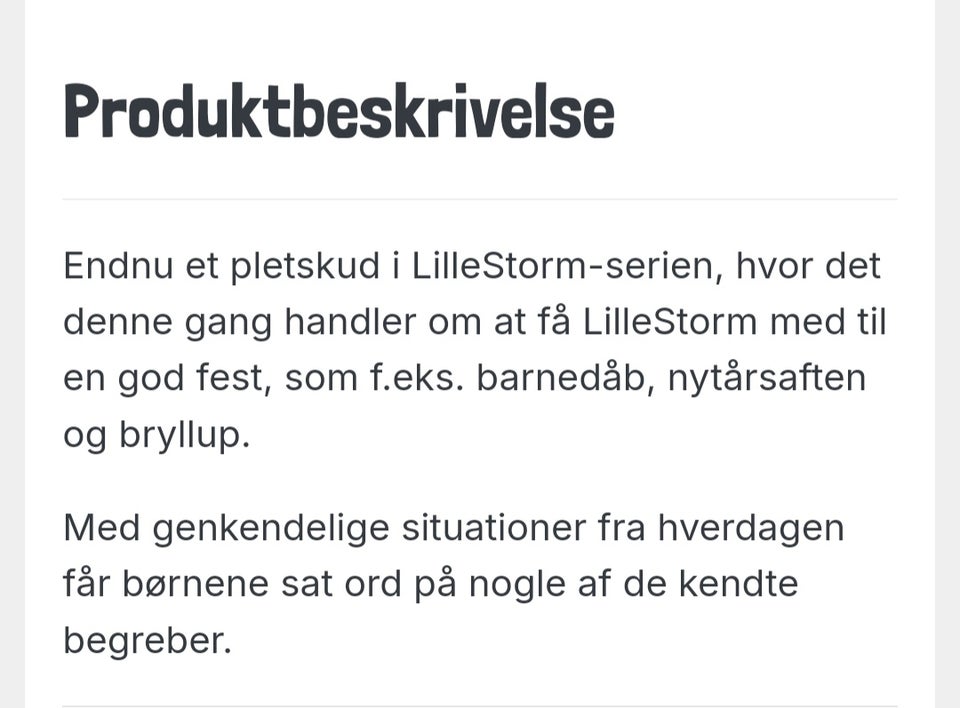 Lille Storm til fest, Børn, andet