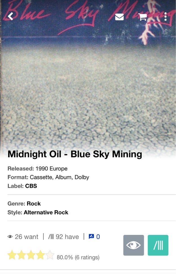 Bånd, Midnight Oil, Blue Sky Mining