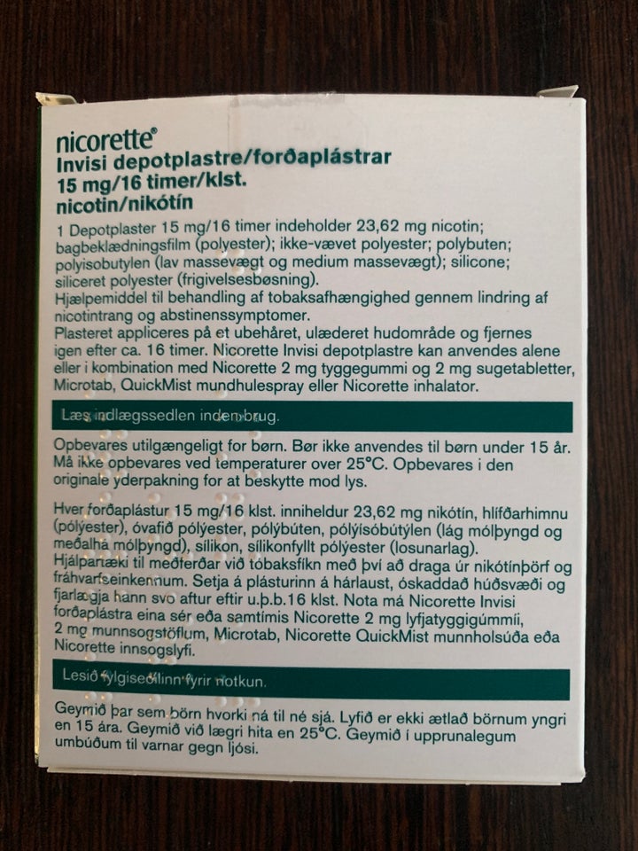 Nikotinplaster 15 mg, Nicorette