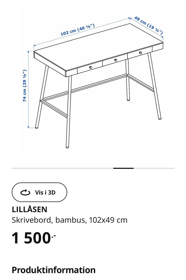 Skrive-/computerbord, LILLÅSEN