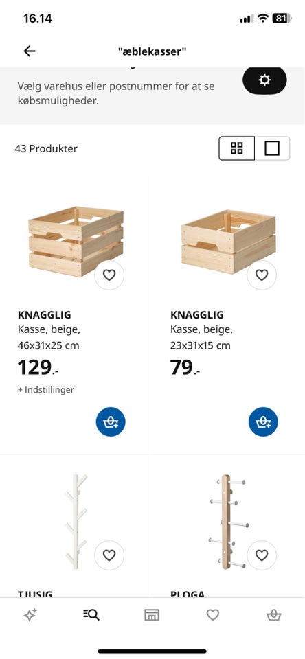 Kasser , Ikea knägglig