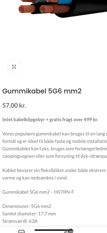 Gummikabel, 50 m.