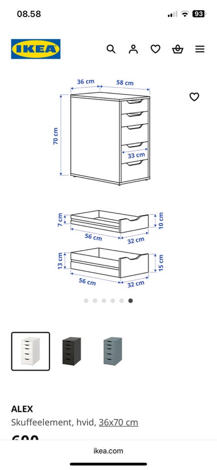 Ikea skuffe møbel, Ikea alex