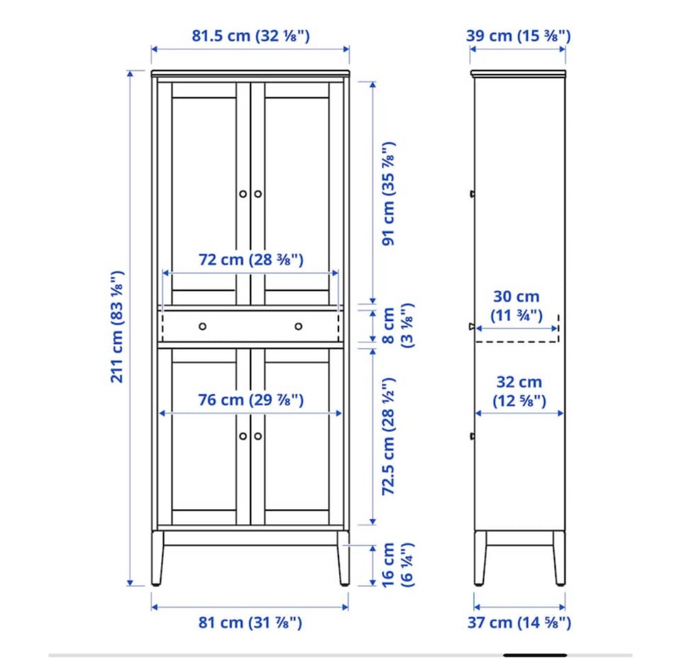 Vitrineskab, IKEA, b: 82 d: 39 h: 211