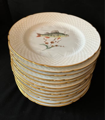 Porcelæn 12 Fisketallerkener B