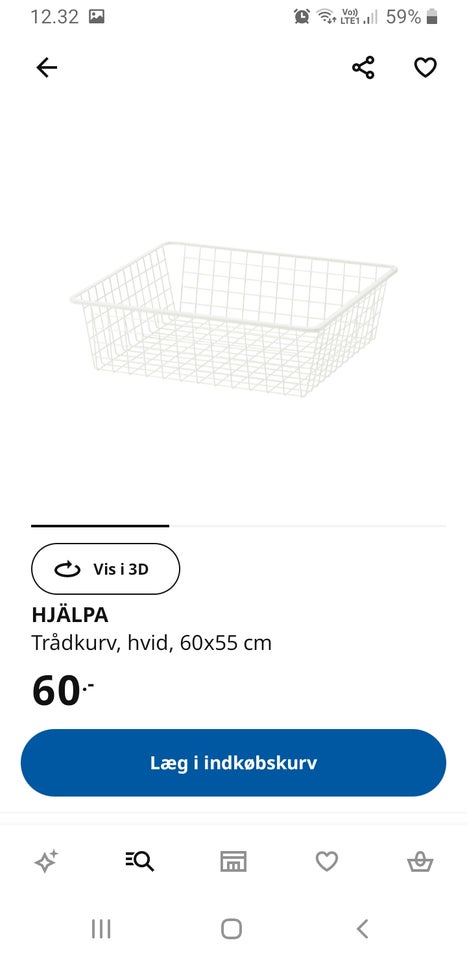 Anden reol IKEA HJALPA b: 60 d: 55