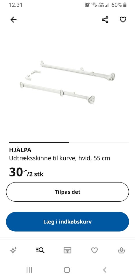 Anden reol IKEA HJALPA b: 60 d: 55