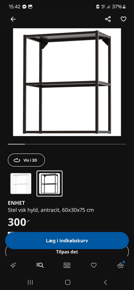 Anden reol, Enhet - Ikea, b: 60 d: 30