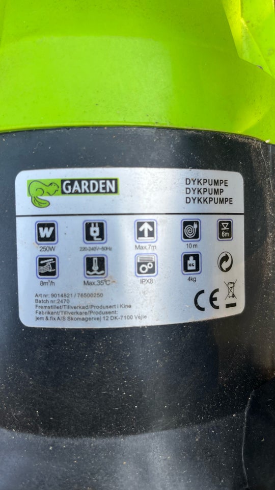 Dykpumpe, Garden