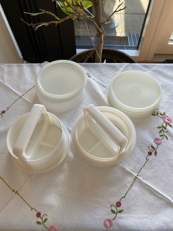 Burgerform og bøtte., Tupperware