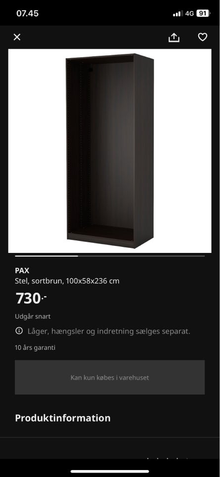 Klædeskab Ikea Pax model