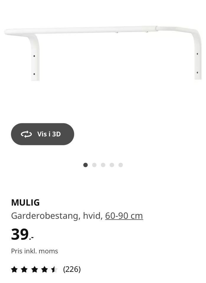 Hylde/hylder/bøjlestang, Ikea