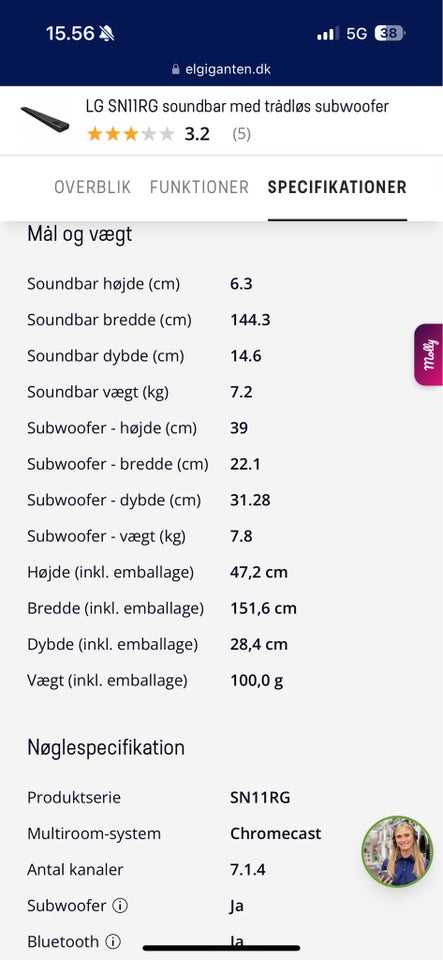 7.1 højttalersæt, LG, LGSN11RG