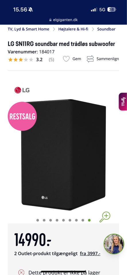 7.1 højttalersæt, LG, LGSN11RG