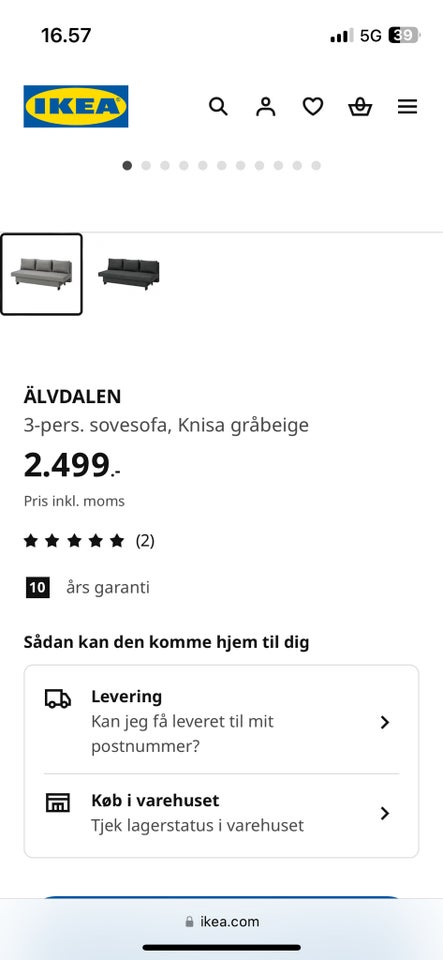 Sovesofa Ikea älvdalen