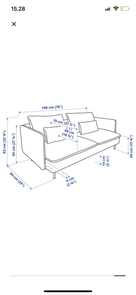 Sofa, hør, 5 pers.