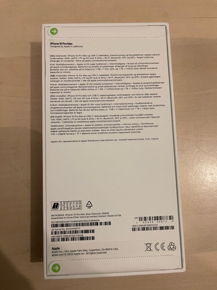 iPhone 15 Pro Max 256 GB blå