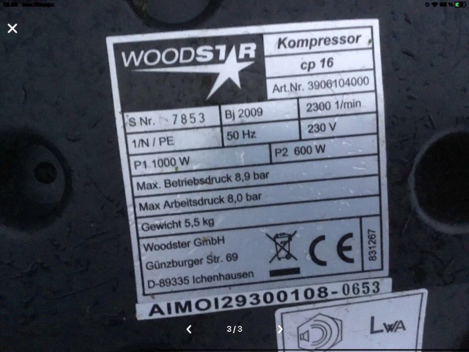 Kompressor, Woods, transportabel