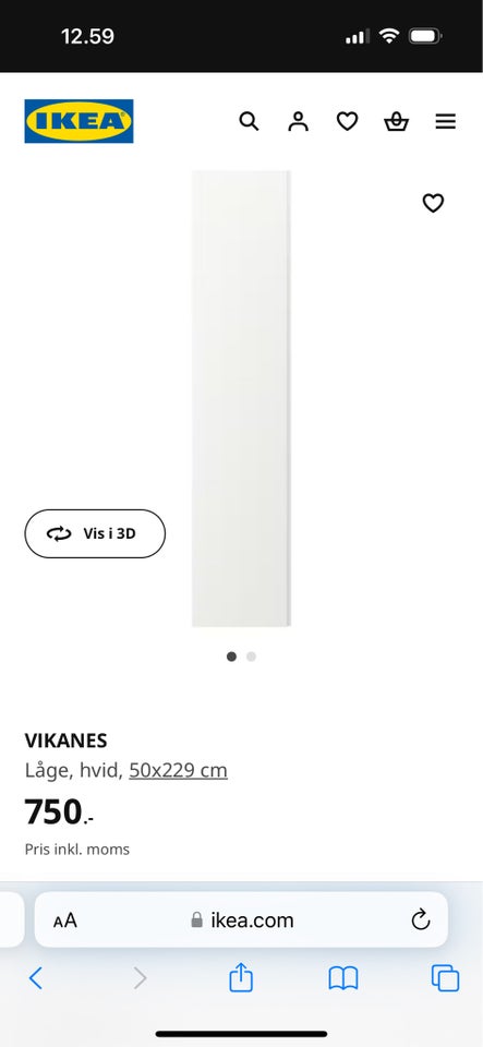 Skabslåge, Ikea Pax Vikanes , b: 50