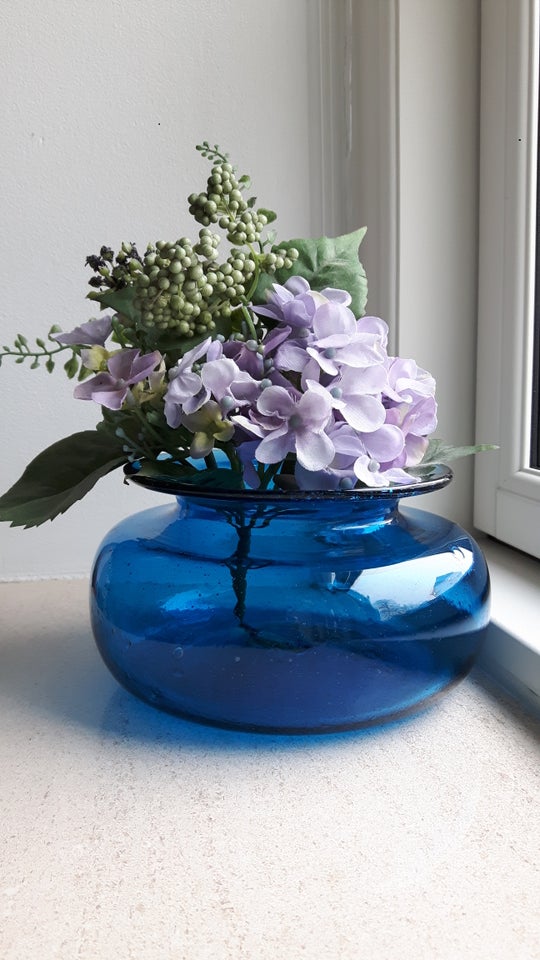 Glas Skål Vase Boblevaser BLUE