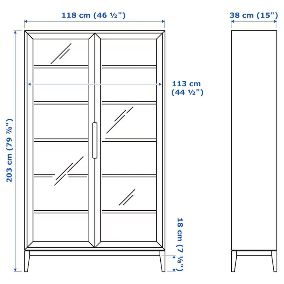 Vitrineskab IKEA b: 118 d: 38 h: