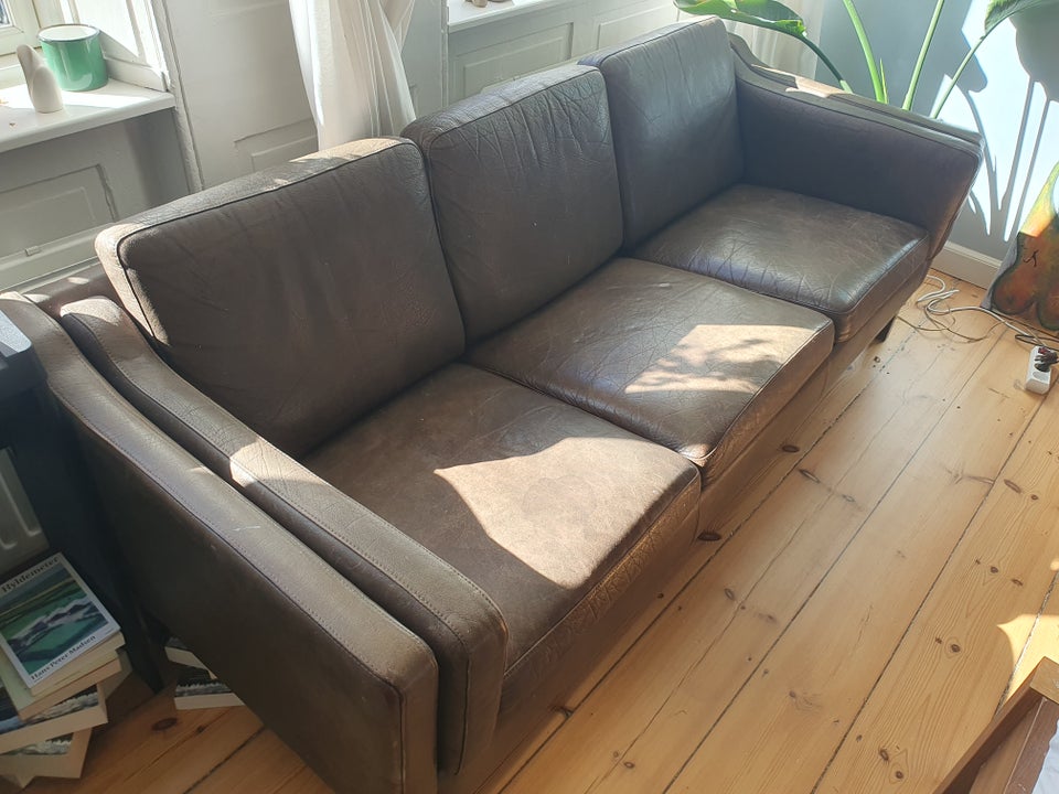 Sofa, læder, 3 pers.