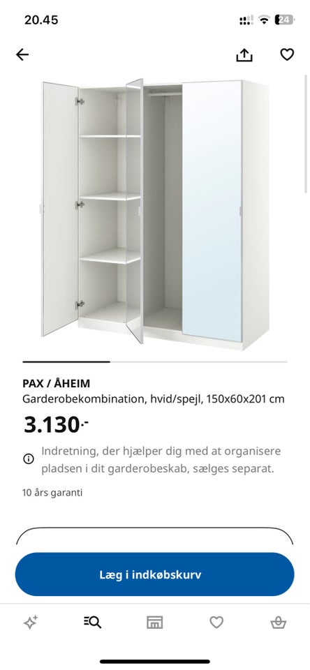 Garderobeskab, IKEA, b: 150 d: 60 h: