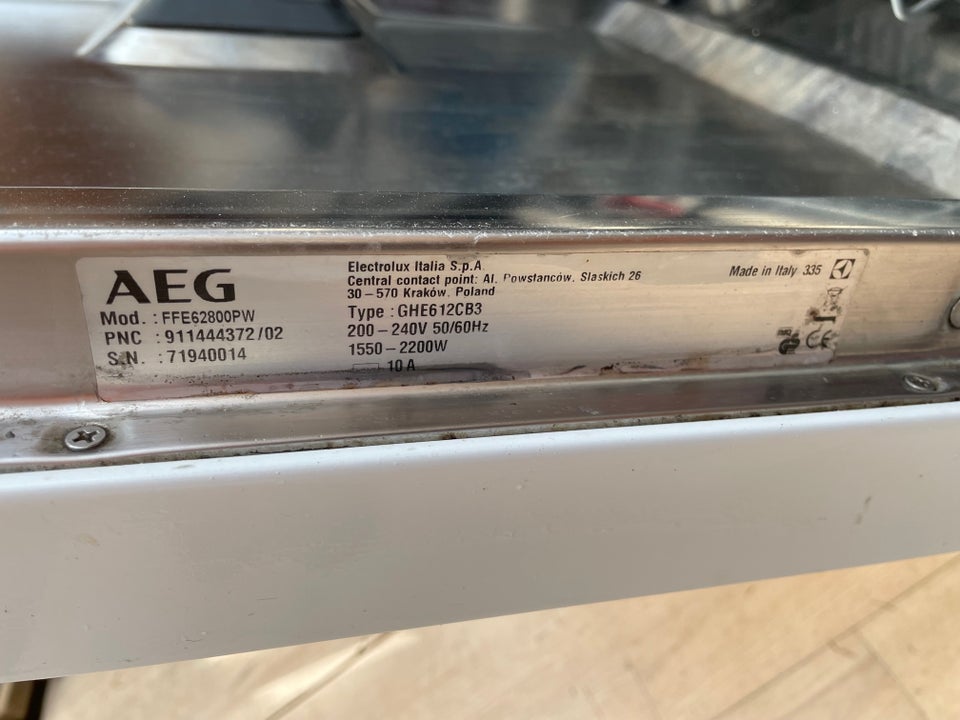 AEG FFE62800PZ, indbygning,