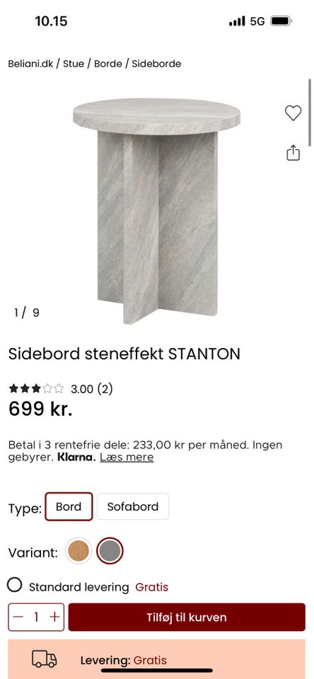 Sidebord, Beliani, andet