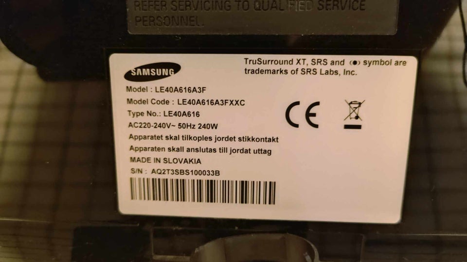 Højttaler Samsung Le40a616a3a