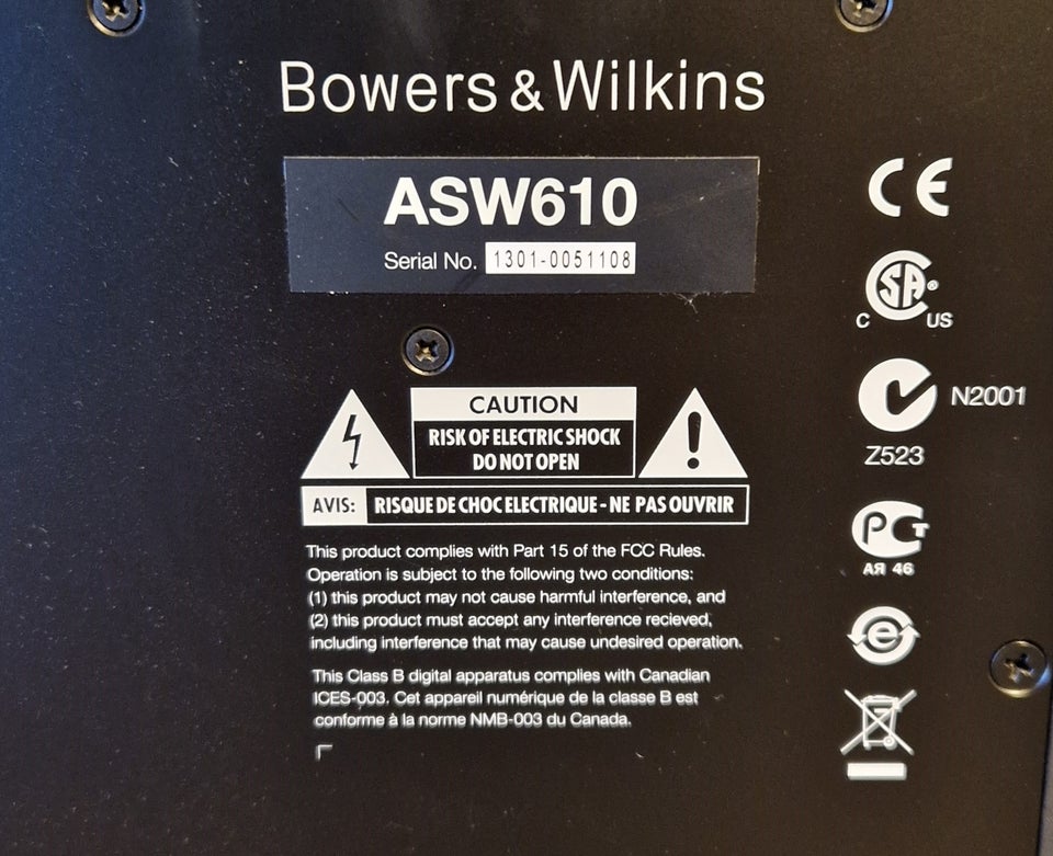 BW ASW610 subwoofer