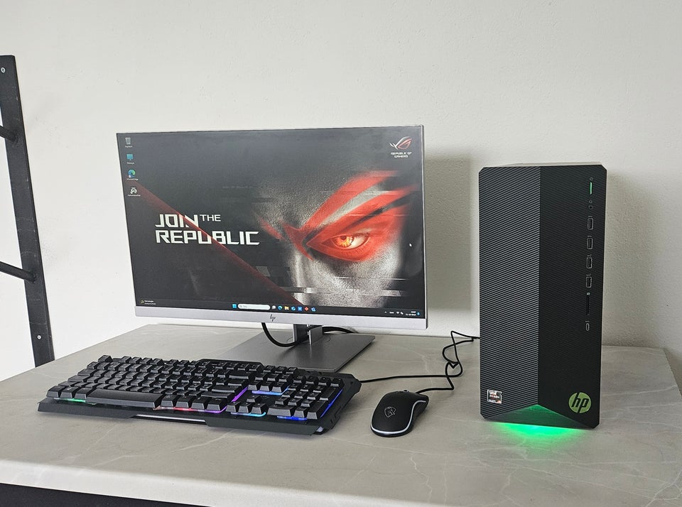 HP, Ryzen 5 Gamer Pc + 24" HD skærm,