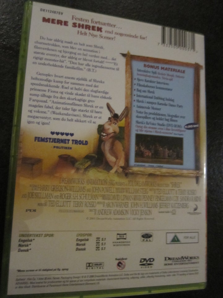 Shrek, DVD, tegnefilm