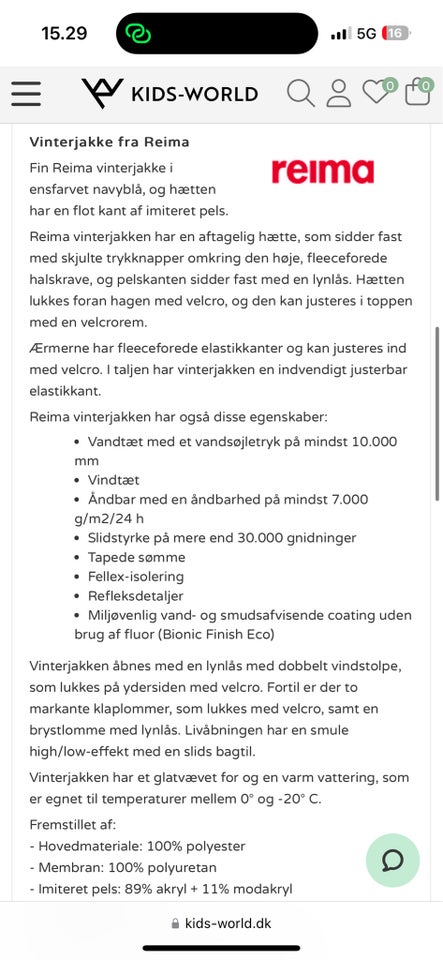 Vinterjakke, Vinterjakke , Reima