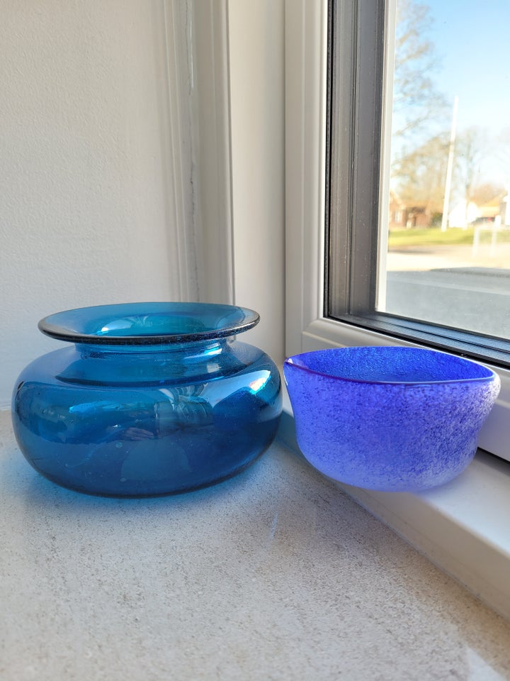 Glas Skål Vase Boblevaser BLUE