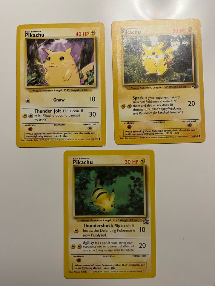 Samlekort, 7 stk. Pokemon Pichu og