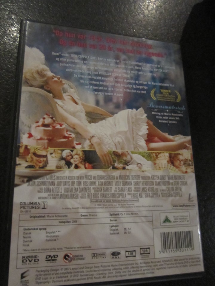 Marie Antoinette, DVD, drama