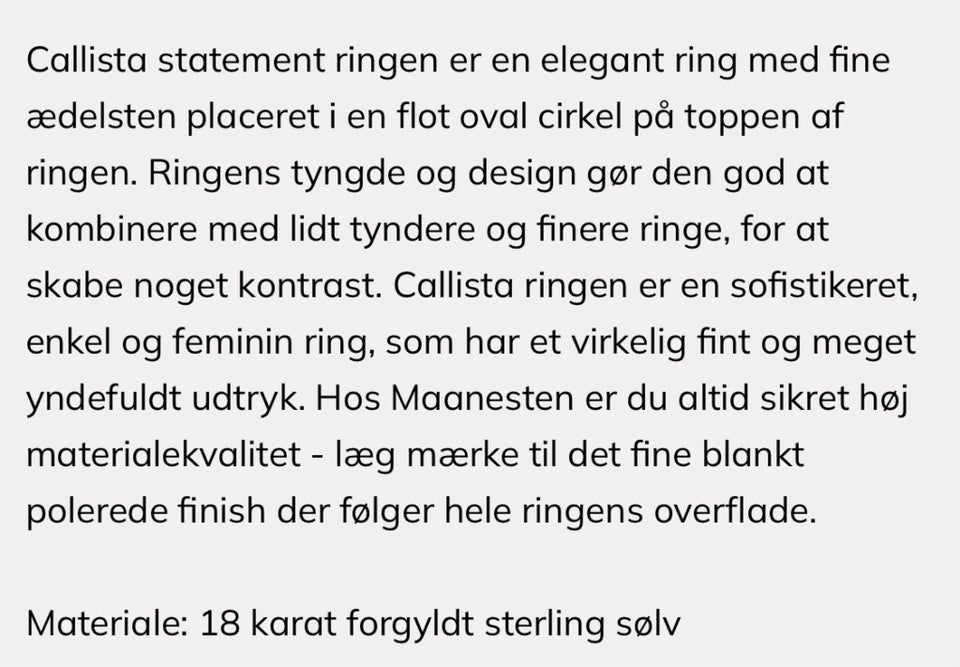 Fingerring, forgyldt, Maanesten