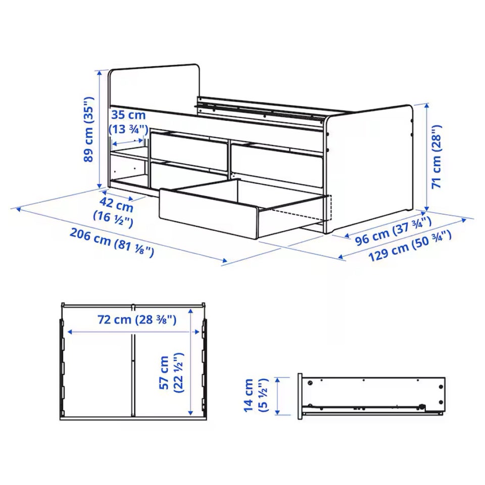 Enkeltseng, Ikea Släkt, b: 90 l: 200