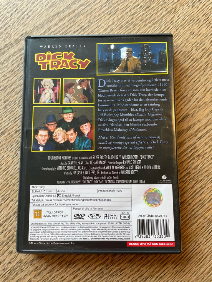 Dick Tracy, DVD, action