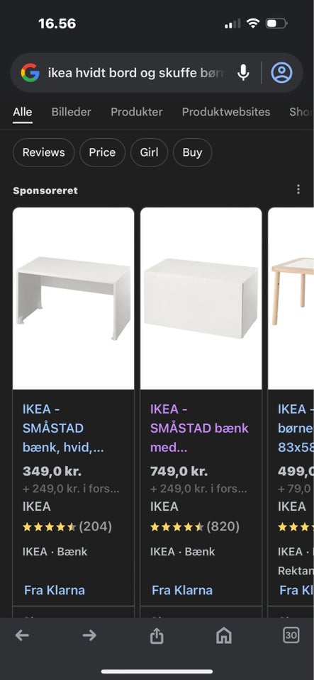 Bord skuffe samt stol , Ikea