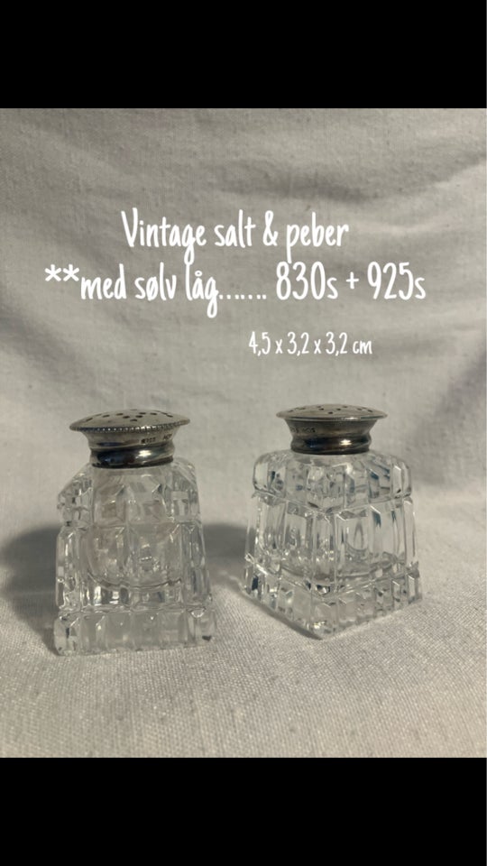 Sølvtøj, Vintage salt  peber, 830 +