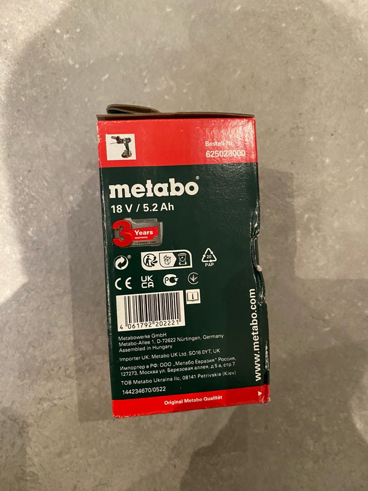 Batteri, Metabo Batteri Li-Power