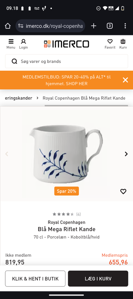 Porcelæn Kande Royal Copenhagen